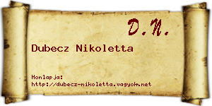 Dubecz Nikoletta névjegykártya
